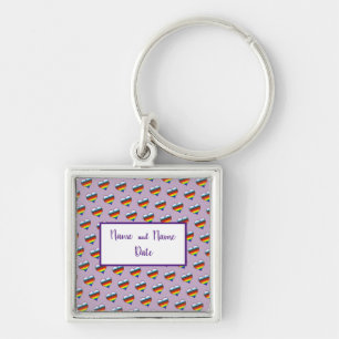 Rainbow Heart Pattern Keychain