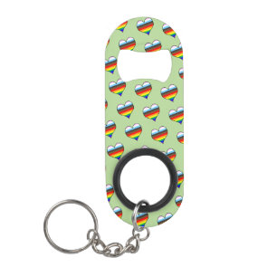 Rainbow Heart Pattern Keychain Bottle Opener