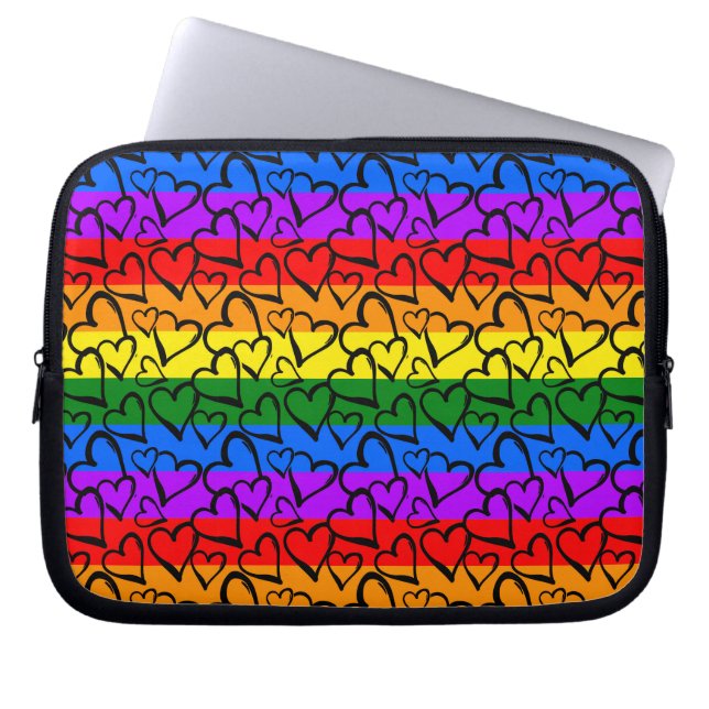 Rainbow Heart Pattern Laptop Sleeve (Front)