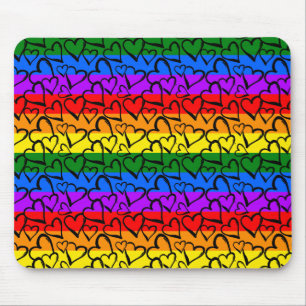 Rainbow Heart Pattern Mouse Pad