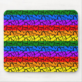 Rainbow Heart Pattern Mouse Pad