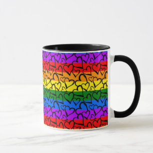 Rainbow Heart Pattern Mug