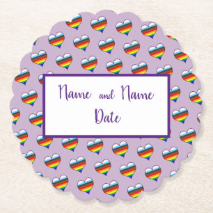 Rainbow Heart Pattern Paper Coaster
