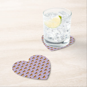 Rainbow Heart Pattern Paper Coaster