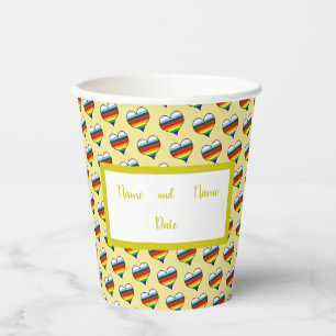 Rainbow Heart Pattern Paper Cups
