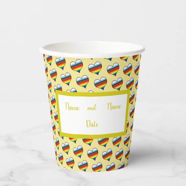 Rainbow Heart Pattern Paper Cups (Front)