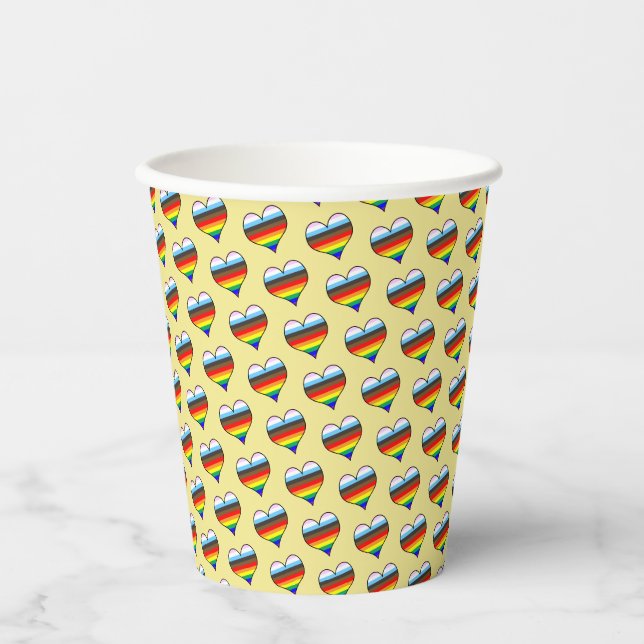 Rainbow Heart Pattern Paper Cups (Front)