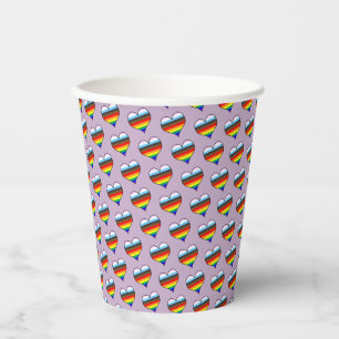 Rainbow Heart Pattern Paper Cups