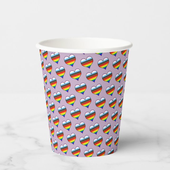 Rainbow Heart Pattern Paper Cups (Front)