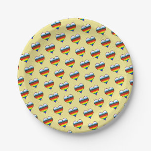 Rainbow Heart Pattern Paper Plates
