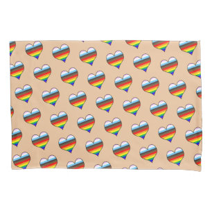 Rainbow Heart Pattern Pillow Case
