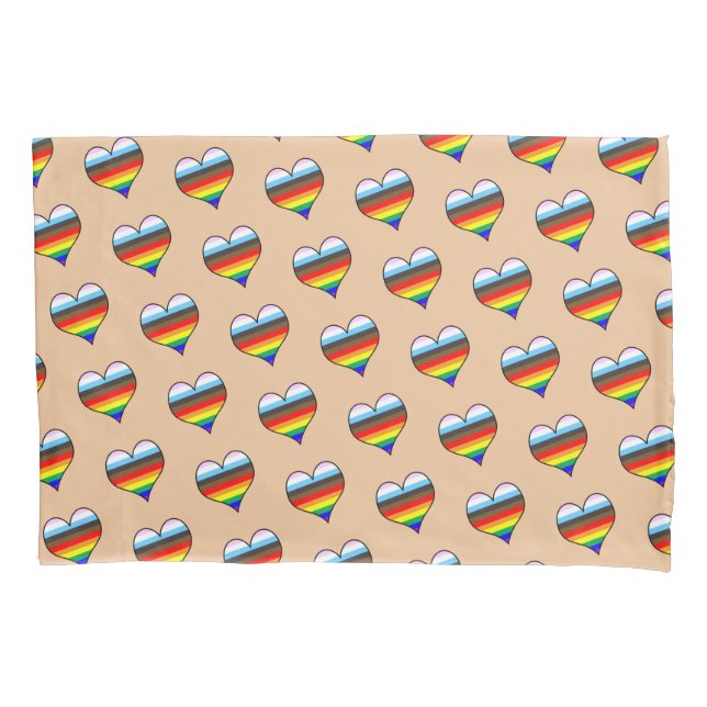 Rainbow Heart Pattern Pillow Case (Front)