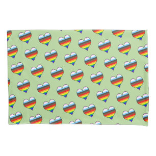Rainbow Heart Pattern Pillow Case