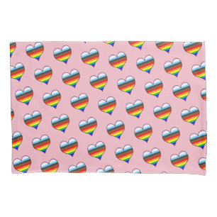 Rainbow Heart Pattern Pillow Case