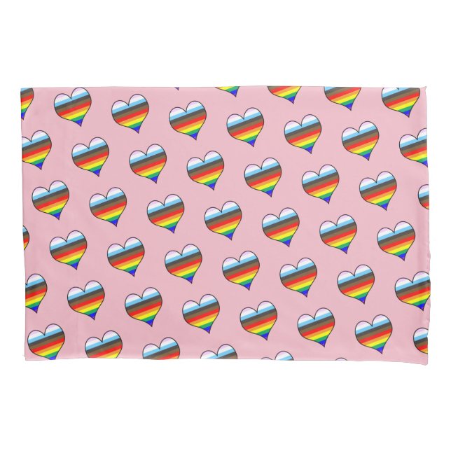 Rainbow Heart Pattern Pillow Case (Front)