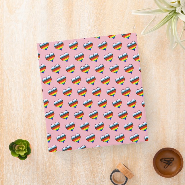 Rainbow Heart Pattern Pocket Folder Binder (In Situ)
