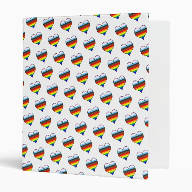 Rainbow Heart Pattern Pocket Folder Binder (Front/Inside)