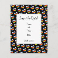 Rainbow Heart Pattern Save the Date Postcard