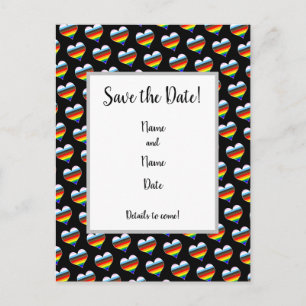Rainbow Heart Pattern Save the Date Postcard