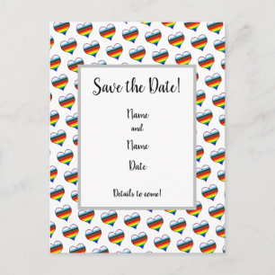 Rainbow Heart Pattern Save the Date Postcard