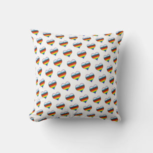 Rainbow Heart Pattern Throw Pillow