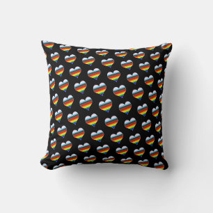 Rainbow Heart Pattern Throw Pillow