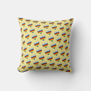 Rainbow Heart Pattern Throw Pillow