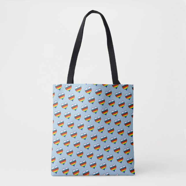 Rainbow Heart Pattern Tote Bag (Front)