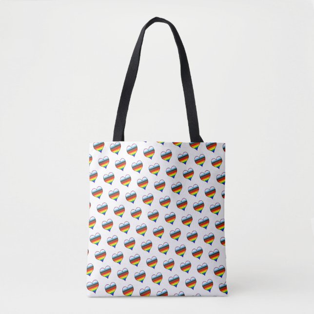 Rainbow Heart Pattern Tote Bag (Front)