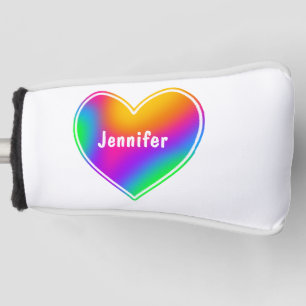 Rainbow Heart Personalized Golf Head Cover