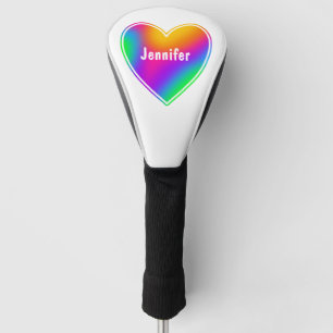 Rainbow Heart Personalized Golf Head Cover