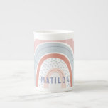 Rainbow heart pink purple personalized bone china mug<br><div class="desc">Rainbow heart pink purple personalized mug gift.</div>