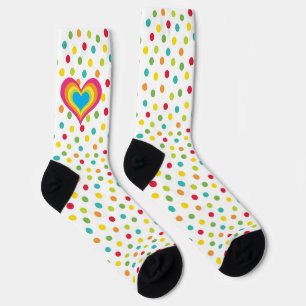 Rainbow Heart Polka Dots Socks