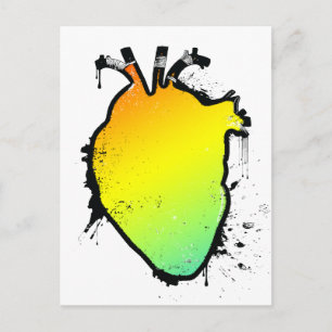 rainbow heart postcard