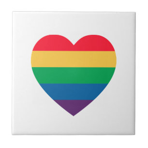 Rainbow Heart Pride Ceramic Tile