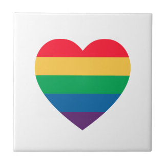 Rainbow Heart Pride Ceramic Tile