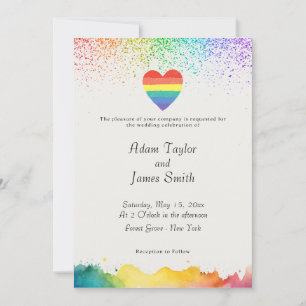 Rainbow Heart Pride Flag  Invitation
