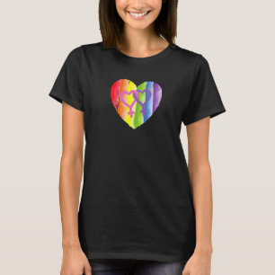 RAINBOW HEART PRIDE FLAG SHE GAY COUPLE LESBIAN PA T-Shirt