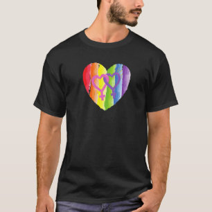 RAINBOW HEART PRIDE FLAG SHE GAY COUPLE LESBIAN PA T-Shirt