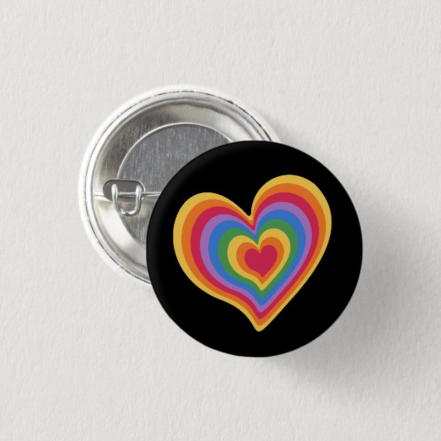 Rainbow heart. Pride gay love       1 Inch Round Button (Front & Back)
