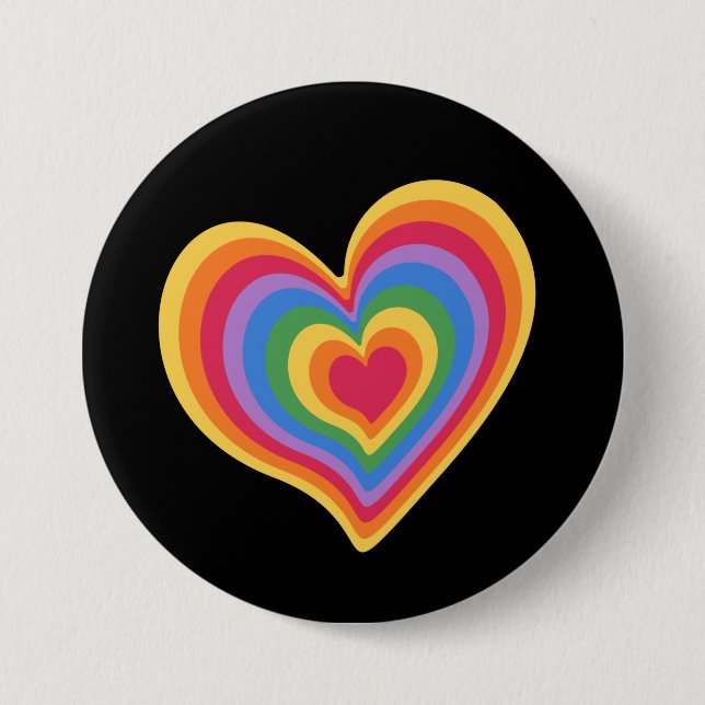 Rainbow heart. Pride gay love         3 Inch Round Button (Front)