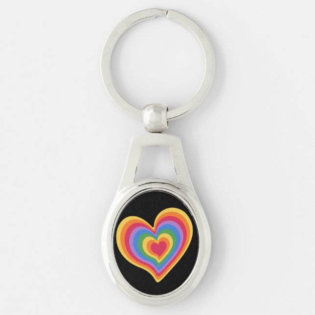 Rainbow heart. Pride gay love      Keychain (Front)