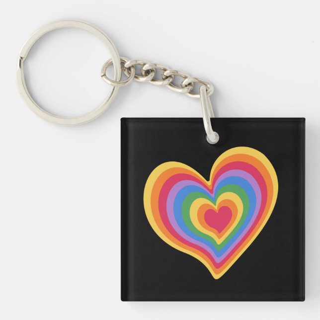 Rainbow heart. Pride gay love      Keychain (Front)