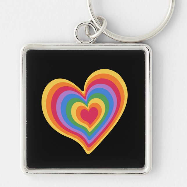 Rainbow heart. Pride gay love      Keychain (Front)