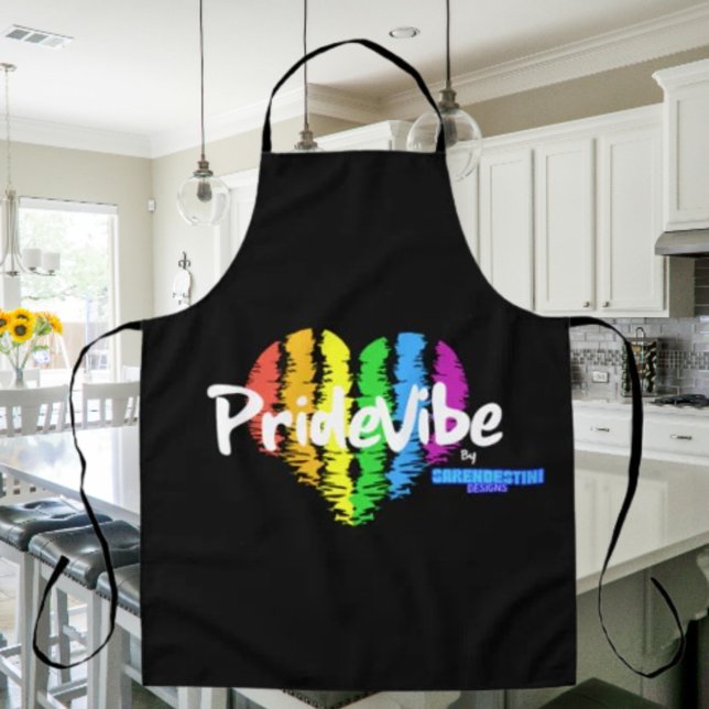 Rainbow Heart PrideVibe Apron: Cook with Pride Apron (Creator Uploaded)