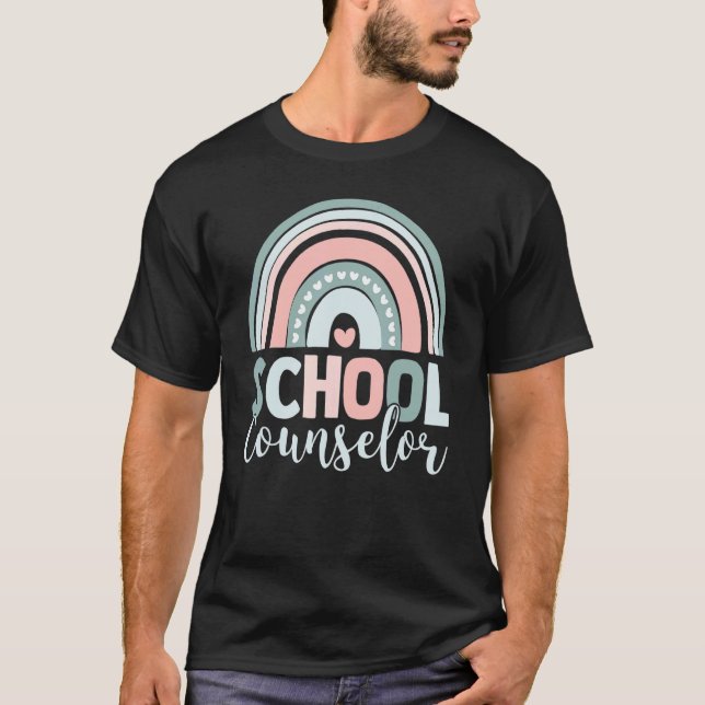 rainbow heart school counselor back o school tee (Front)