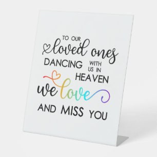 Rainbow Heart Script Dancing In Heaven Wedding Pedestal Sign