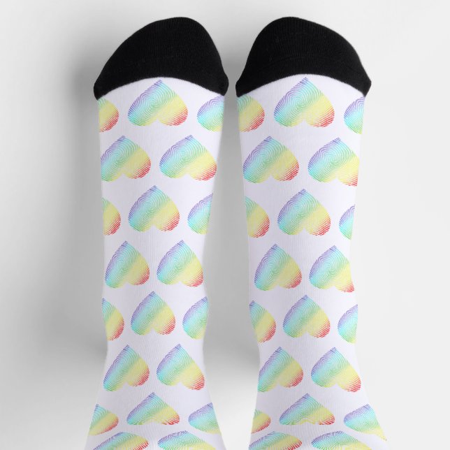 Rainbow Heart Shaped Pattern  Socks (Top)