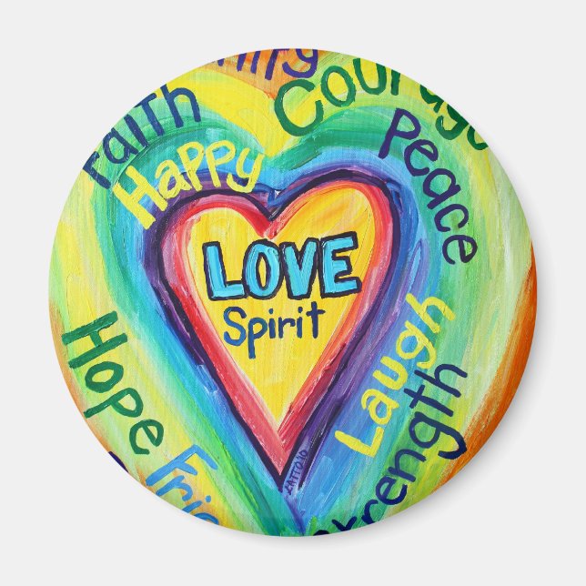 Rainbow Heart Spirit Words Magnet (Front)