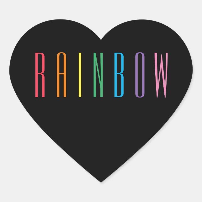 RAINBOW Heart Stickers / Black (Front)